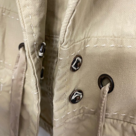 White House Black Market Tan Cotton Utility Blazer Jacket w/ Ribbon Tie - Size 8 - Picture 7 of 10